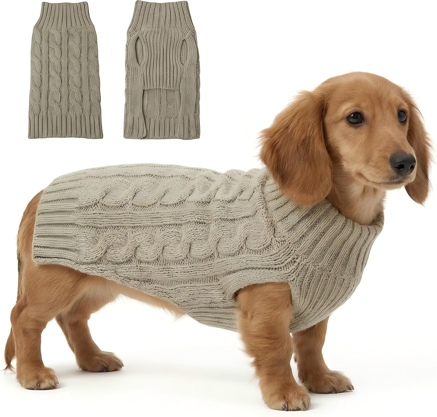 Cable-knit Sweater Grayish Apricot